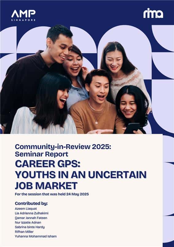 Diverse group of young people using mobile phone for career guidance in uncertain job market.